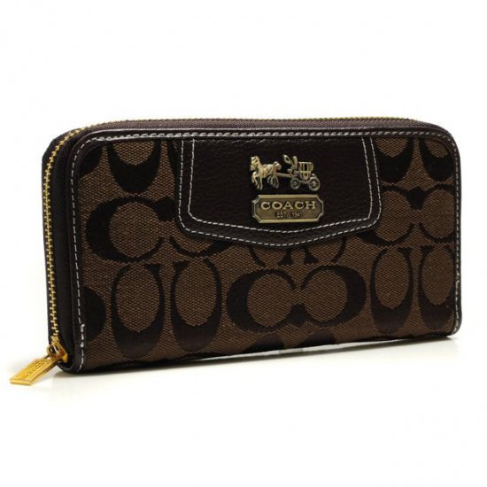 Coach Logo In Signature Large Coffee Wallets BFZ - Click Image to Close